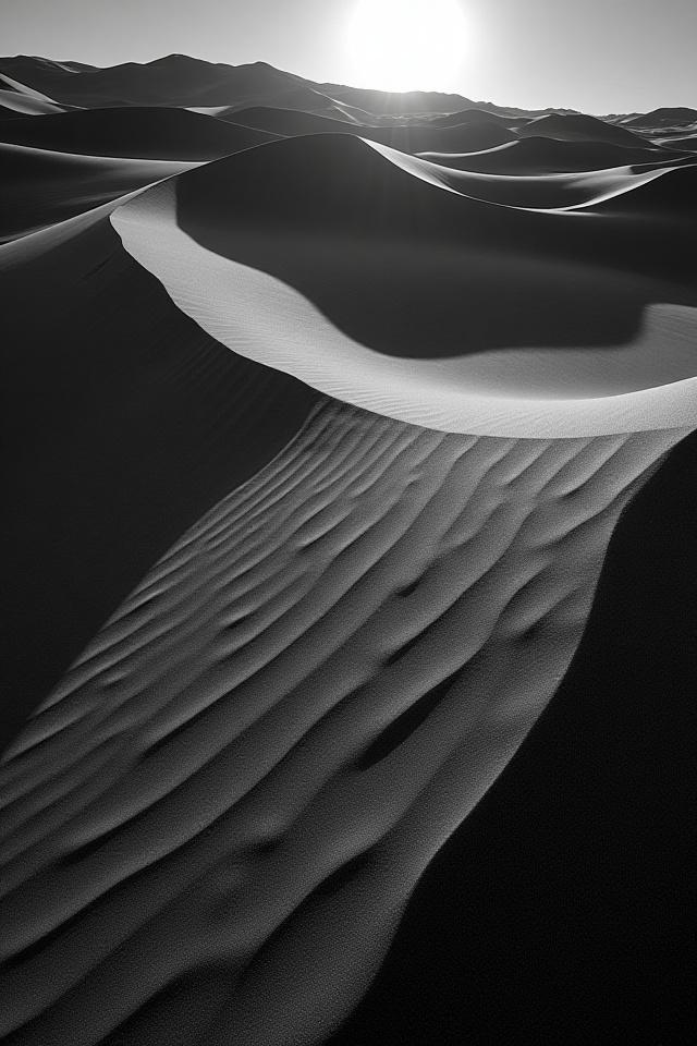 砂丘に描かれた深い影の芸術